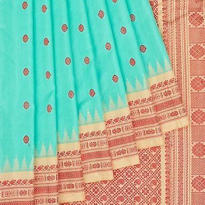 Gadwal Silk Thread Butta Sea Green Saree