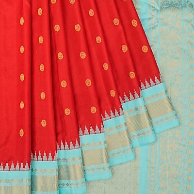 Gadwal Silk Butta Red Saree