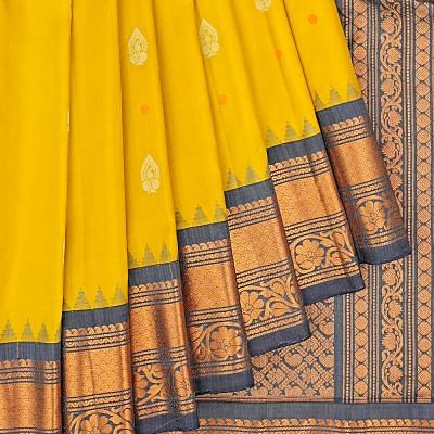 Gadwal Silk Butta Yellow Saree