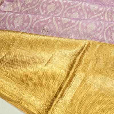 Kanchipuram Silk Tissue Brocade Lavender Saree