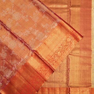 Kanchipuram Silk Tissue Jaal Red Saree