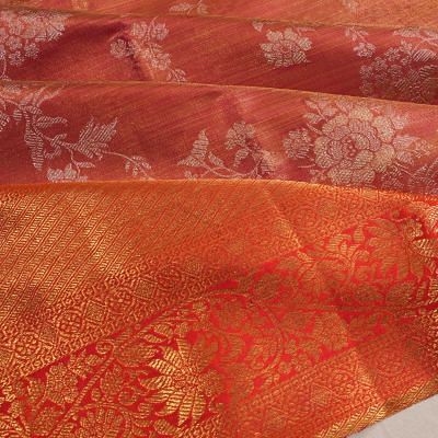 Kanchipuram Silk Tissue Jaal Red Saree