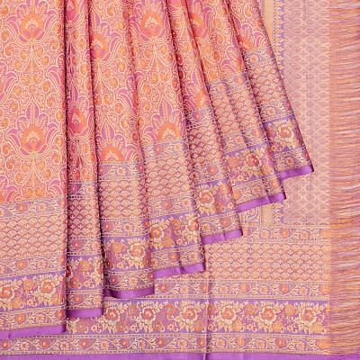 Kanchipuram Silk Tissue Brocade Pink Saree