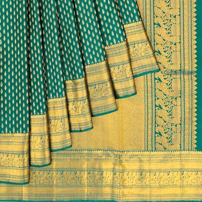 Kanchipuram Silk Brocade Emerald Green Saree