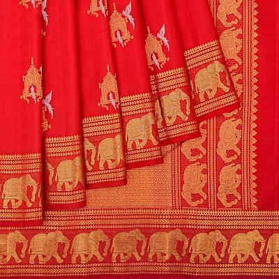 Classic Kanchipuram Silk Butta Red Saree