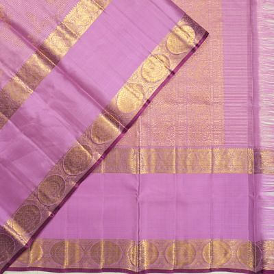 Kanchipuram Silk Oosi Lines And Jaal Lavender Saree