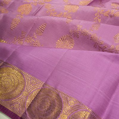 Kanchipuram Silk Oosi Lines And Jaal Lavender Saree