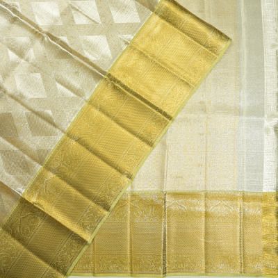 Kanchipuram Silk Tissue Brocade Silver Saree