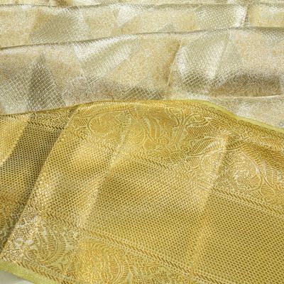 Kanchipuram Silk Tissue Brocade Silver Saree