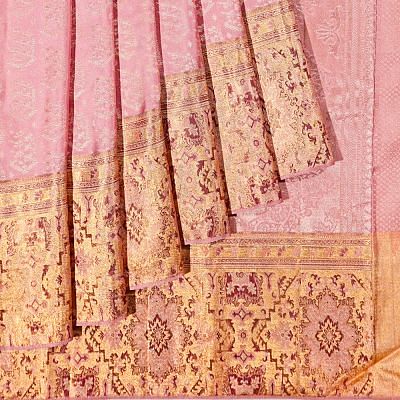 Kanchipuram Silk Brocade Baby Pink Saree