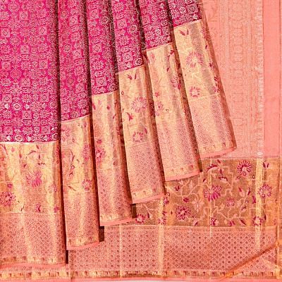 Kanchipuram Silk Brocade Pink Saree