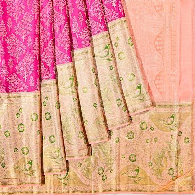 Kanchipuram Silk Brocade Dark Pink Saree