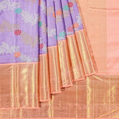 Kanchipuram Silk Jaal Lavender Saree