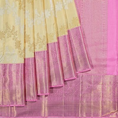 Kanchipuram Silk Jaal Cream Saree