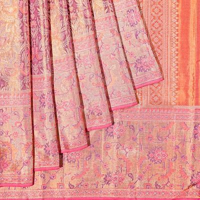 Kanchipuram Silk Tissue Brocade Lavender Saree