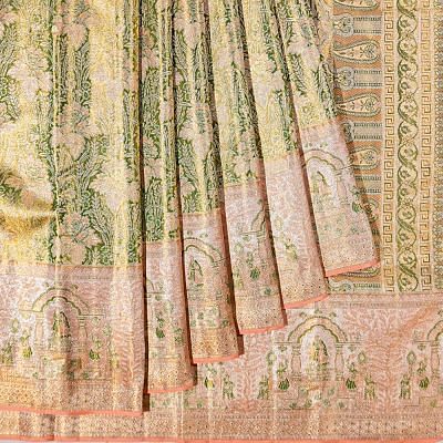 Kanchipuram Silk Tissue Brocade Green Saree