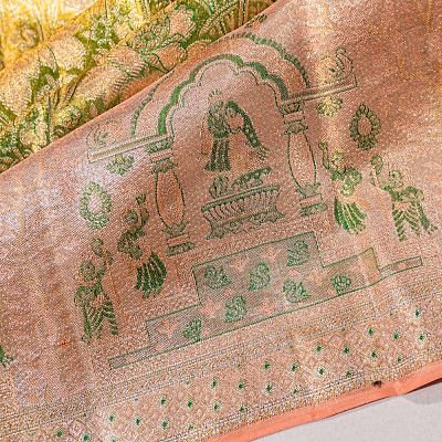 Kanchipuram Silk Tissue Brocade Green Saree