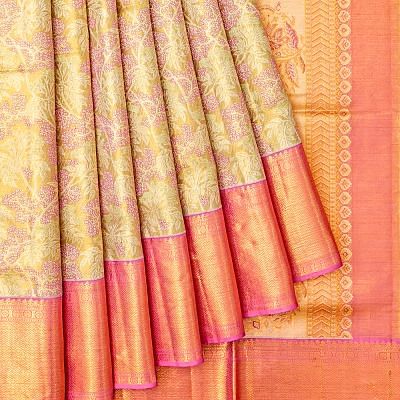 Kanchipuram Silk Tissue Brocade Green Saree