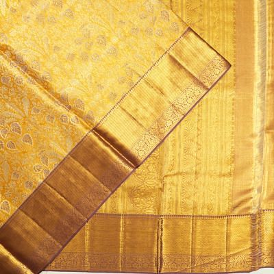 Kanchipuram Silk Tissue Brocade Gold Saree