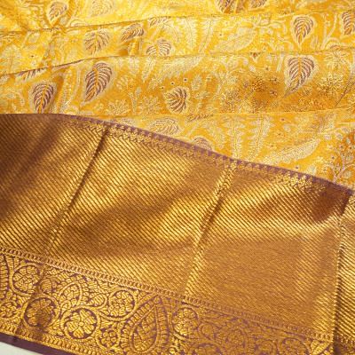 Kanchipuram Silk Tissue Brocade Gold Saree