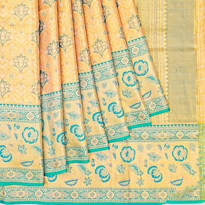 Kanchipuram Silk Brocade Gold Saree