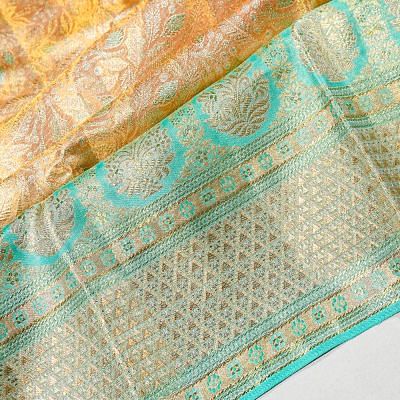 Kanchipuram Silk Tissue Brocade Gold Saree