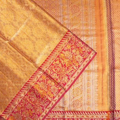 Kanchipuram Silk Tissue Brocade Gold Saree