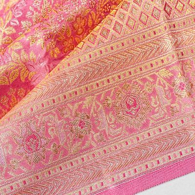 Kanchipuram Silk Tissue Brocade Pink Saree