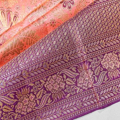 Kanchipuram Silk Tissue Brocade Pink Saree