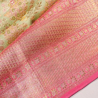 Kanchipuram Silk Tissue Brocade Pastel Green Saree