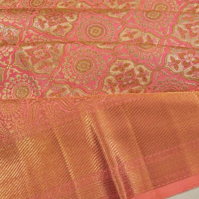 Kanchipuram Silk Brocade Pink Saree