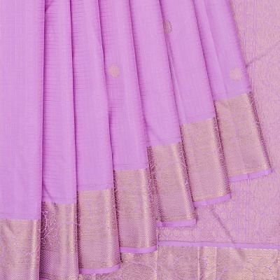 Kanchipuram Silk Checks And Butta Lavender Saree