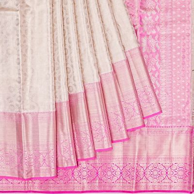 Taranga Kanchi Silk Tissue Brocade Silver Saree