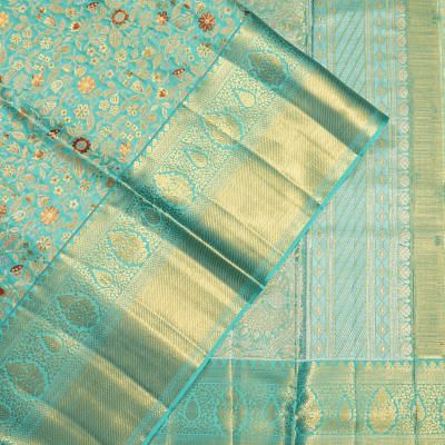 Kanchipuram Silk Brocade Sky Blue Saree