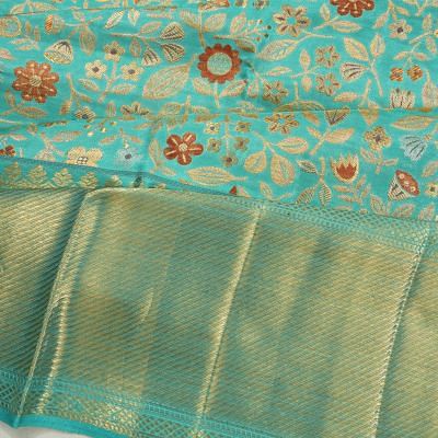 Kanchipuram Silk Brocade Sky Blue Saree