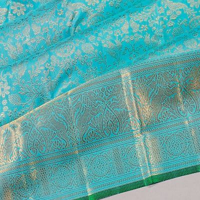 Kanchipuram Silk Brocade Blue Saree