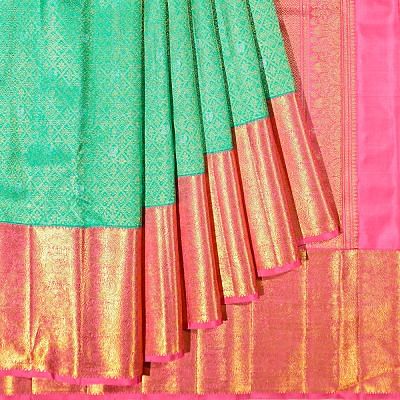 Kanchipuram Silk Brocade Sea Green Saree