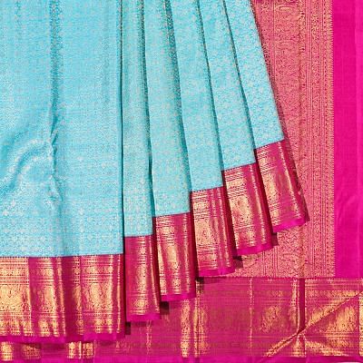 Kanchipuram Silk Brocade Sky Blue Saree