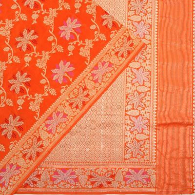 Banarasi Silk Kadwa Jaal Orange Saree