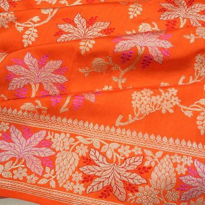 Banarasi Silk Kadwa Jaal Orange Saree