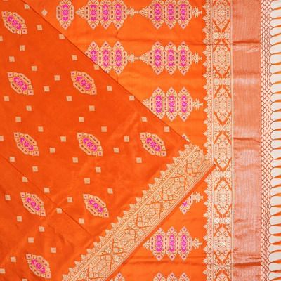 Banarasi Silk Butta Orange Saree