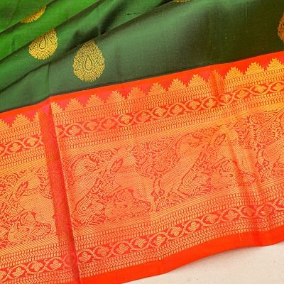 Taranga Kanchi Silk Butta Dark Green Saree