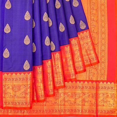 Taranga Kanchi Silk Butta Royal Blue Saree