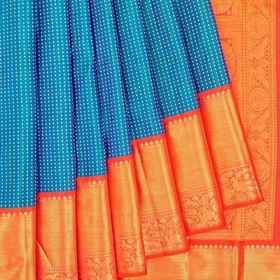 Kanchipuram Silk Brocade Dual Tone Green And Blue Saree