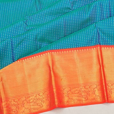 Kanchipuram Silk Brocade Dual Tone Green And Blue Saree