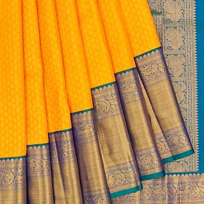 Kanchipuram Silk Brocade Yellow Saree