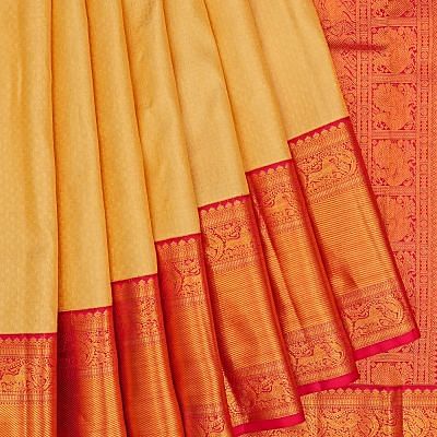 Kanchipuram Silk Brocade Cream Saree