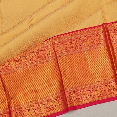 Kanchipuram Silk Brocade Cream Saree