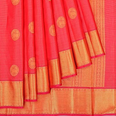 Kanchipuram Silk Brocade And Butta Pink Saree