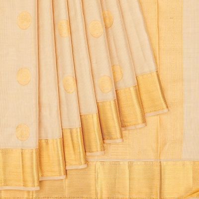 Kanchipuram Silk Brocade And Butta Cream Saree